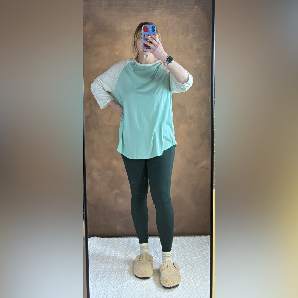 LuLaRoe Randy Bobby Pin Print Mint Green Top
